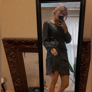 Black sparkle layered party dress